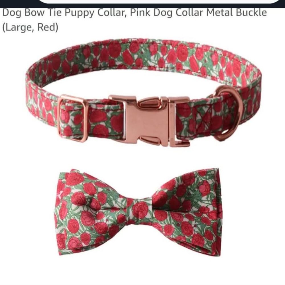 Floral Dog Collar and Bow Tie Set